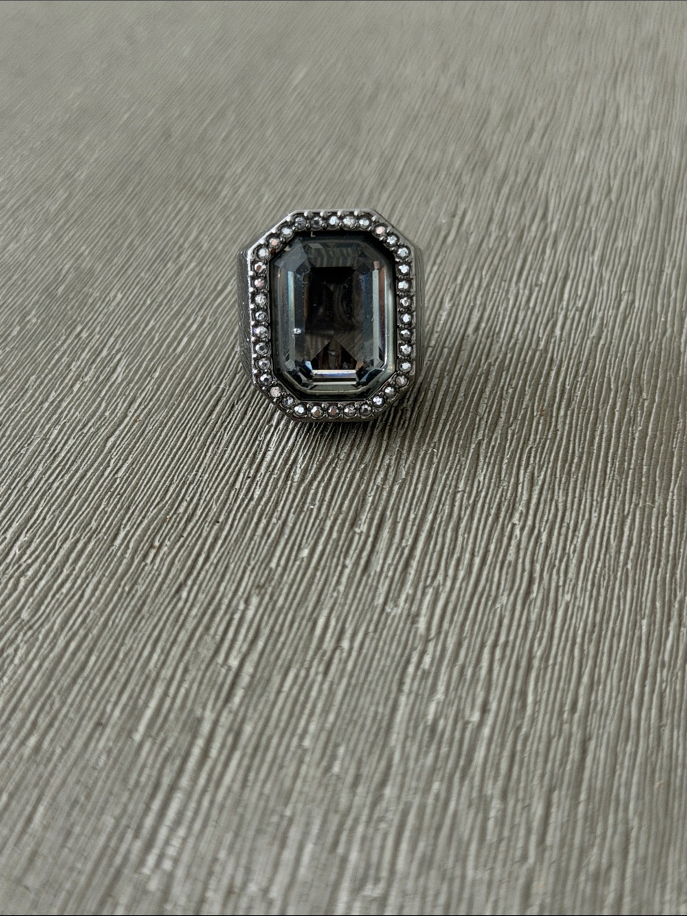 Swarovski Hematite Gray Octagonal Crystal Ring